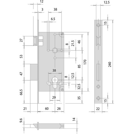 Serratura da Infilare per Cisa Legno Art 5C631 e 60