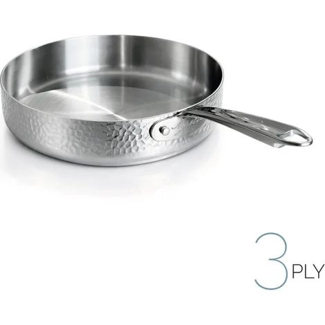 AGNELLI Padella Aluinox Martellato 3Ply 28x6 Cm 1 Manico Acciaio Inox