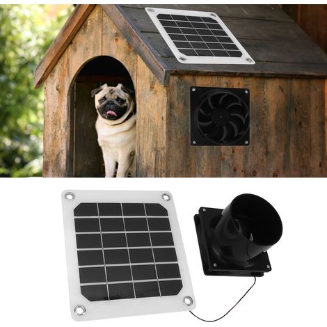 Ventilateur solaire portable 20 W de 15 cm (6 pouces) avec embout rond, idéal pour les niches, chenils, poulaillers et autres espaces nécessitant une ventilation. Filet de protection inclus. (1/5)
