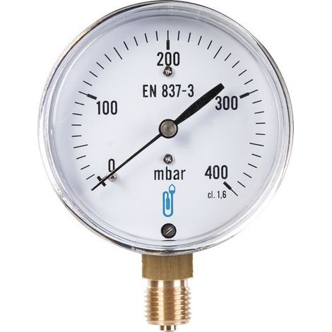 Manomètre à capsule radial 0-400mbar 1/4" pour chauffage – Boîtier ABS et laiton – IP45 – Température -25°C à +50°C (1/3)