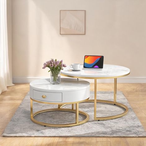 Table basse coloris gloss blanc en MDF 70 x 70 x 45 cm (1/5)