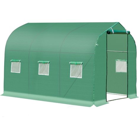 Outsunny Walk in Polytunnel Greenhouse Galvanised Steel w/ Zipped Door 3 x 2M (1/5)