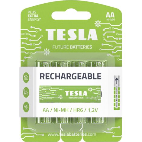 Batterie Stilo AA 4 Pezzi TESLA Rechargeable - Pile ricaricabili NiMH