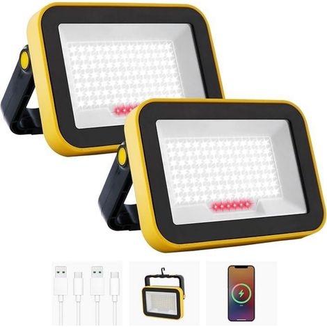 Proyector Led - 13 2 X 9 3 X 4 Cm - Recargable Por Usb - 4000 Mah - Ip65 - Para Camping Garaje Pesca - 2 Unidades (1/5)