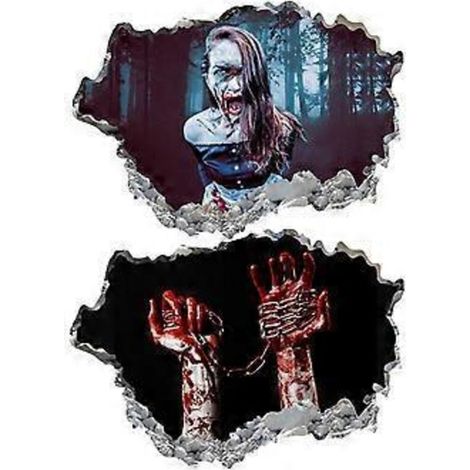 Stickers muraux et de sol 3D SZTXJ pour Halloween, Stickers muraux Halloween Femme emprisonnée, Décorations murales d'Halloween amovibles, Décorations effrayantes pour chambre à coucher, (1/5)