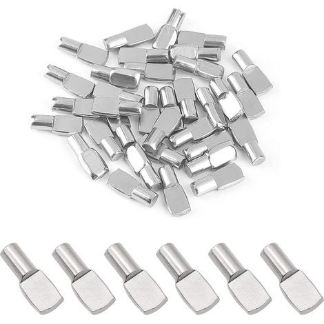 Confezione da 50 chiodi di supporto per mensole, perni per mensole, staffe per mensole per armadi e tavoli, 5 mm x 19 mm (1/5)