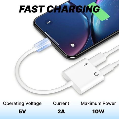 2 In 1 Lightn Auf 3,5 Mm Kopfhörer Adapter Und Laden,Adaptateur Lightn Jack, Casque Et Adaptateur De Charge Rapide, Compatible Ave (1/5)