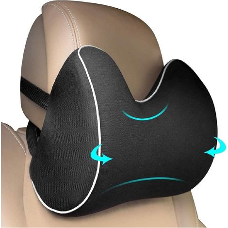 Auto Nackenkissen aus Memory Foam mit verstellbaren Trägern, Schwarz (1/5)