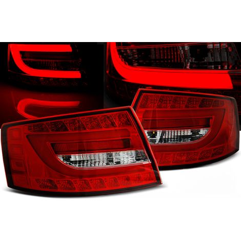 Paire de feux arriere Audi A6 C6 berline de 04/2004 a 2008 LED BAR rouge blanc (1/5)