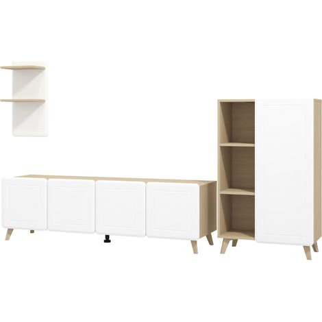 Set Mobili da Soggiorno Colverde, Modulabile, 7 Ripiani, Apertura Battente, Bianco