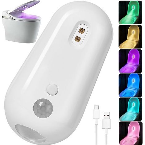 Luce LED per WC con sensore di movimento, lampada intelligente per WC con sterilizzazione UV, luce notturna per WC in 6 colori, luce notturna a LED 2 in 1 per WC (1/5)