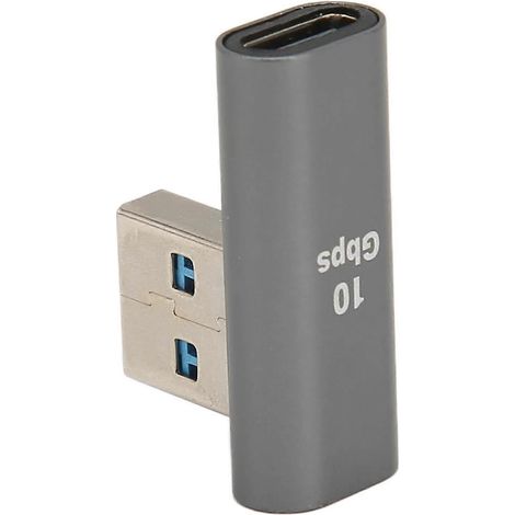 Adaptateur USB mâle vers USB-C femelle à angle droit de 90 degrés, adaptateur USB 3.0 vers Type-C, convient aux ordinateurs portables, aux téléphones portables et aux PC. (1/5)