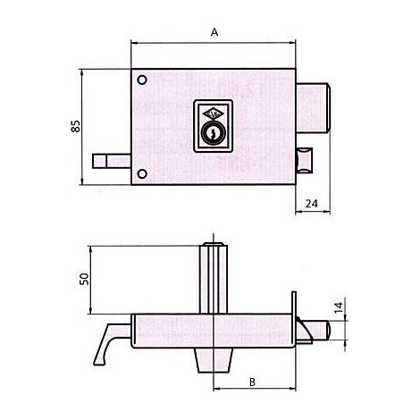 Cerradura sobreponer 1125a 14 derecha he rd. CVL