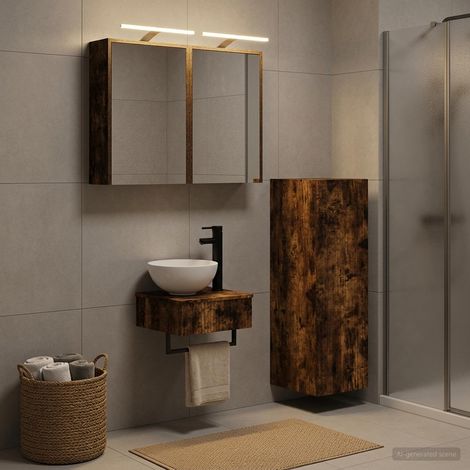 vidaXL Bathroom Cabinet Set 4 pcs Smoked Oak Engineered Wood (1/5)