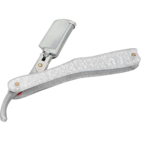 Rasoir droit en alliage de zinc de qualité barbier, rasoir manuel pour homme, à utiliser à la maison ou en voyage (lame non incluse), argent. (1/5)