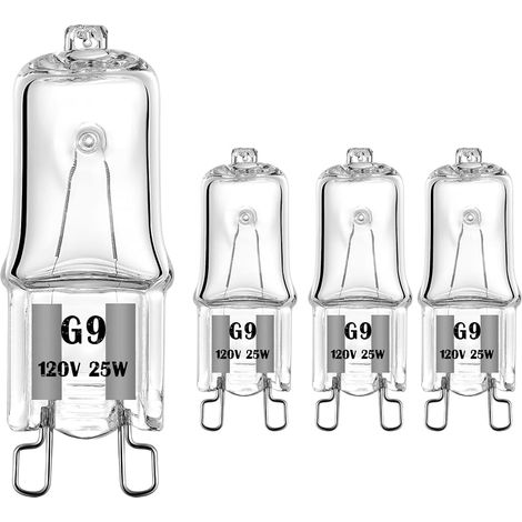 Ampoule Micro-Ondes - Culot G9 2 Broches - 120 V 25 W - Diamètre 12,5 mm Longueur 40 mm - Pour Four Micro-Ondes Encastrable - 4 Pièces (1/5)