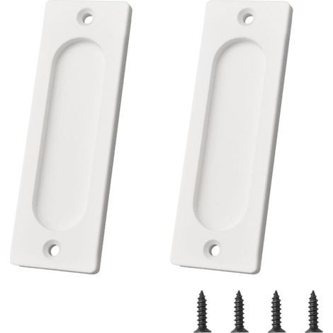 Poignée coulissante rectangulaire encastrée aluminium blanc lot 2 poignées (1/5)