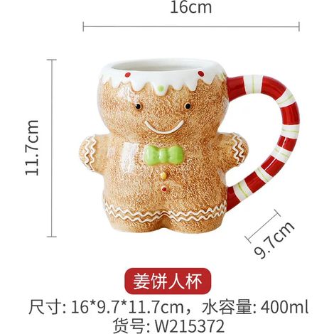 Mug de Noël en céramique avec bonhomme en pain d'épice, mug à café peint à la main et embossé, mug à thé raffiné