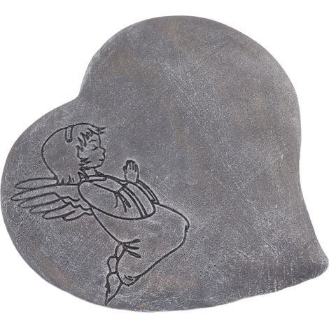 Pierre commémorative pour chien, en forme de cœur, design adapté aux femelles, imperméable, en résine, faite à la main, cadeau commémoratif pour animaux de compagnie disparus, grise (1/5)