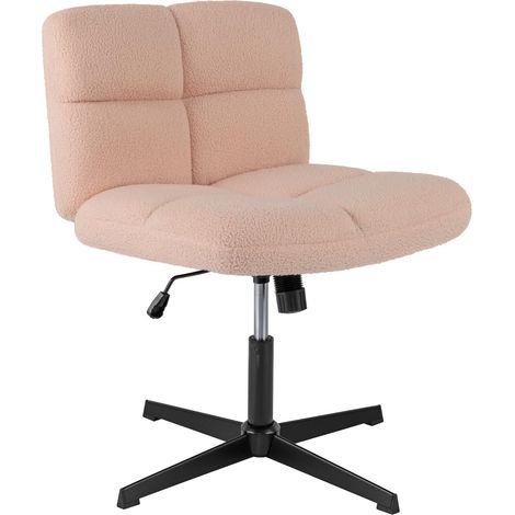 COSTWAY Sedia da Ufficio senza Braccioli, Sedia da Conferenza a Gambe Incrociate, Altezza Regolabile, Rotazione a 360°, Tessuto Morbido, Ampia Seduta Imbottita, per Soggiorno Ufficio (Rosa) (1/5)