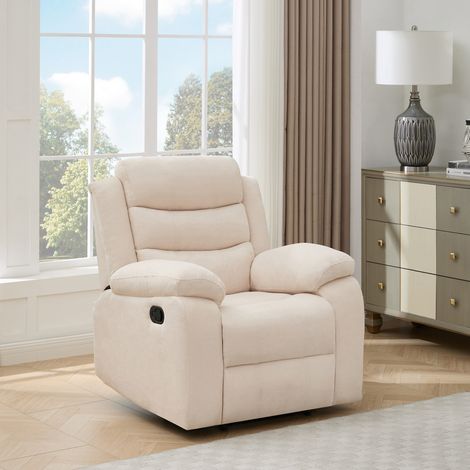 BOSTON 1 SEATER MANUAL FABRIC RECLINER CHAIR BEIGE (1/5)