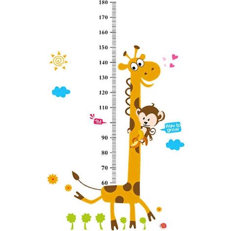 Set mit 4 abnehmbaren Giraffen-Wandaufklebern zum Messen der Kindergröße, für Schlafzimmer- und Kinderzimmerdekoration (1/5)