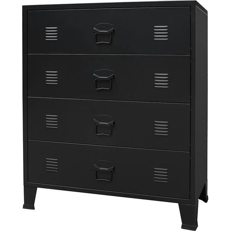 Chest of Drawers Metal Industrial Style 78x40x93 cm Black vidaXL