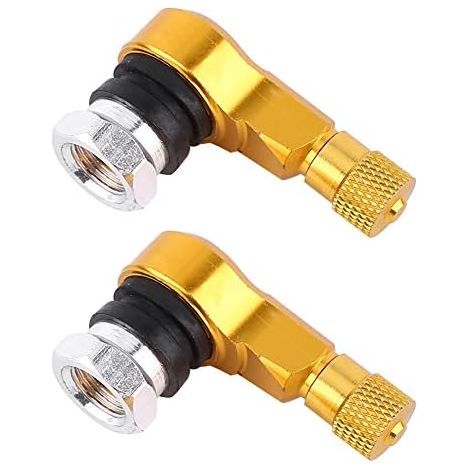 2x Moto Tiges Valves de Pneu,11.3mm,Roues universelles en Aluminium pour Moto Tiges de Valve de Pneu Caps 90 Degree (Extensions de Tige de Valve)(Gold) (1/5)