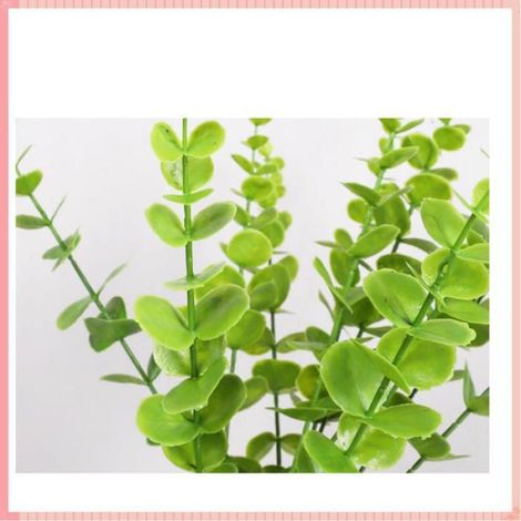 Tige d'eucalyptus artificielle 24 feuilles, fil de fer gainé plastique, fausse plante décorative vert clair pour décoration intérieure et extérieure (1/5)
