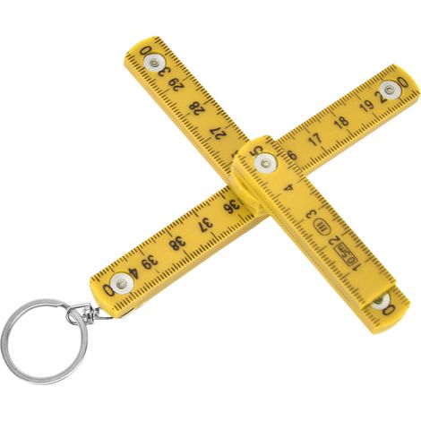Lot de 2 règles pliantes portables en ABS de 0,5 m avec anneau porte-clés pour la menuiserie et la pose de carrelage (jaune) (1/5)