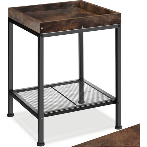 Table d'appoint 41,5 x 41 56 cm en panneau de fibres bois foncé