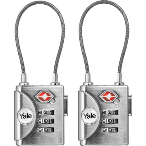 TSA Reise-Zahlenschloss mit Drahtbügel, silber, 32mm, 3 Zahlenrädchen, Bügel Stärke 2,4mm - 2 Stück