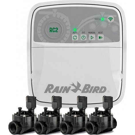 Programmatore automatico di irrigazione Wifi RC2 4 zone interne Rain Bird + 4 Elettrovalvole 100HV 24V da 1'' (1/5)