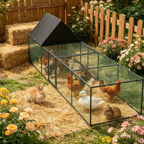 Bingopaw - Recinto Gallinero de Exterior Metalico con Lona Red y Puerta (1/5)