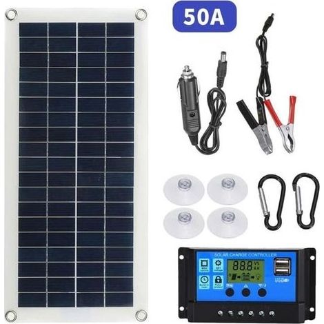 Panel Solar 300W 12V 24V Panel Solar Flexible Monocristallin Cellule Module with Controller of Load Solar for Boat RV Camping Car Car (1/5)