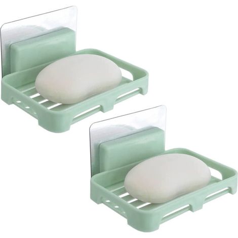 Lot de 2 porte-savons (avec stickers muraux offerts) - Vert nordique (1/5)