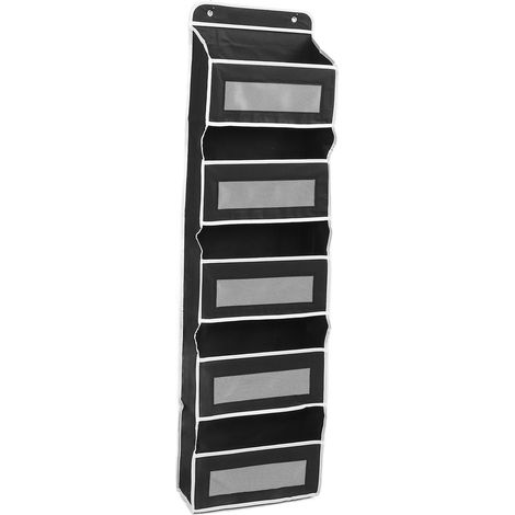 5 Niveaux Organisateur Suspendu Placard Tissu Non Tissé Sacs Rangement Dos de Porte avec 5 Compartiments 5 Poches Filet pour Chambre Bébé Noir (1/5)