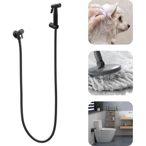 Ensemble de pistolet à valve d'angle noir, pulvérisateur de douche bidet, pomme de douche à main de toilette en acier inoxydable, ensemble de douche moderne (1/5)