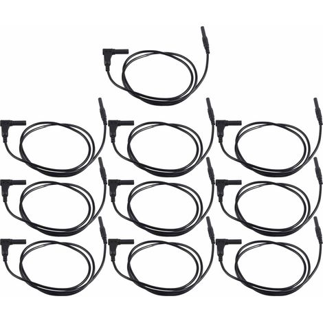 Satz mit 10 Messleitungen mit Bananensteckern, gerade und drehbar, Stecker-zu-Stecker, teleskopierbar, mit Schutz, J.70026, 4 mm, schwarz (1/5)