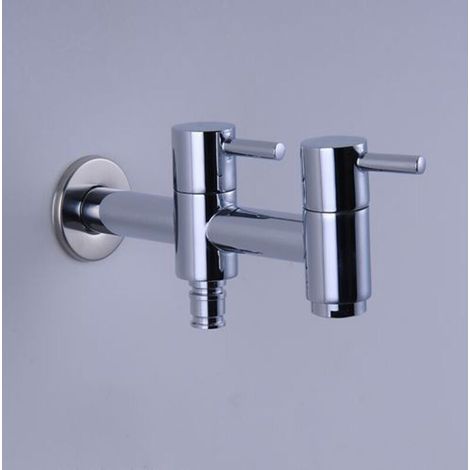 Lntyq Robinet de lavabo de salle de bain à double poignée, robinet en laiton à double usage, robinet de machine à laver, robinet en cuivre