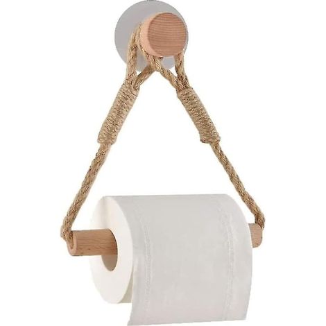 Portarrollos de papel higiénico, soporte para papel higiénico de baño, anillo para toallas de cuerda de madera, dispensador de papel higiénico rústico de pared para baño y cocina, multicolor, 15 cm