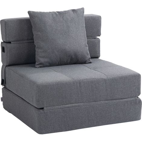 Sillón cama plegable 2 en 1 de tejido gris oscuro MODENUIT (1/5)