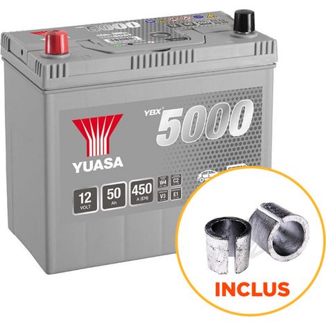 Yuasa – Batterie voiture 12V 50Ah YBX5057 – Puissance de démarrage 450A – Technologie plomb calcium – Entretien sans entretien