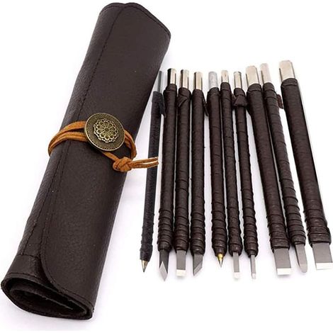 10Pcs Stone Carving Tool Chisels, Tungsten Steel Carving Tools Wood Stone Carved Section Carbide Professional Artistic Tool (1/5)