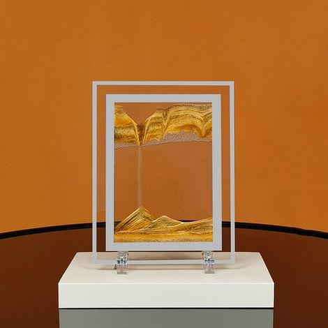 Image d'art de sable en mouvement, image de sable dynamique, art de sable de bureau doré pour la décoration intérieure et le bureau de grande taille (9 x 7 pouces) (1/5)