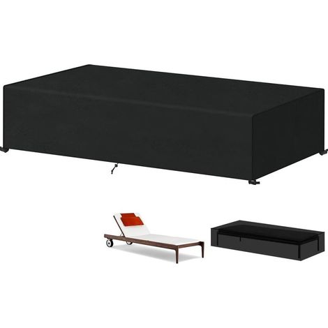 Housse transat universelle 200x68x30cm – Protection 4 saisons (eau/UV/vent/poussière) – Tissu Oxford résistant – Noir (1/5)