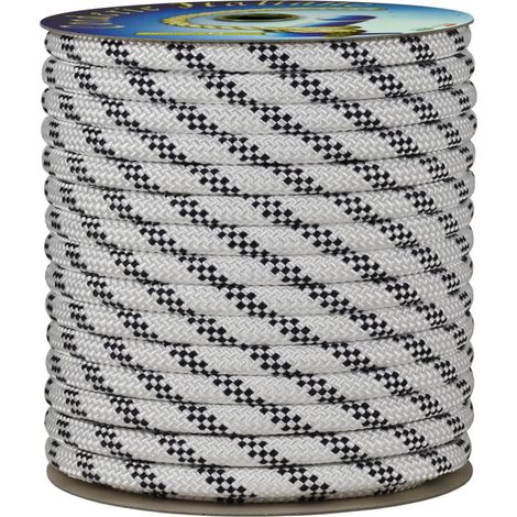 Corderie Italiane 001038948 Treccia mare multiuso giardino e fai da te, stabilizzato ai raggi U.V. resistente a intemperie e agenti atmosferici, 18 mm, 60 mt, colore bianco con spia blu (1/4)