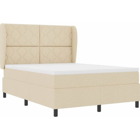 vidaXL Lit à ressorts avec tête de lit Crème 160 x 200 cm tissu (1/5)