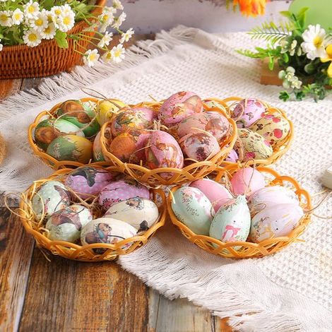 5 paniers (30 pièces) – Décoration de Pâques à suspendre, panier tressé de façon créative, décoration de Pâques (1/5)