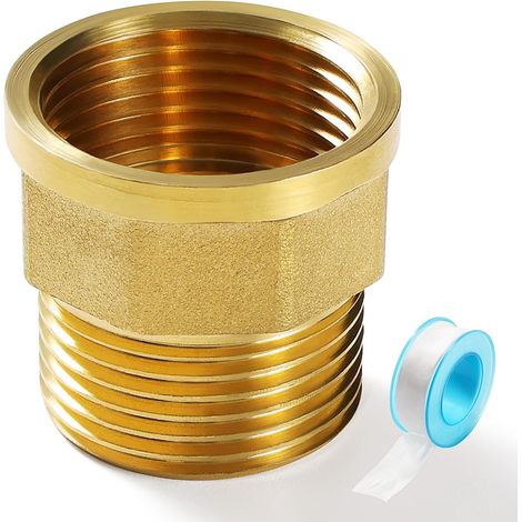 Adattatore per raccordo tubolare ottagonale in ottone da G1 femmina a G1 maschio, riduttori per tubi in ottone, raccordi in ottone, con nastro da idraulico, per raccordi per tubi